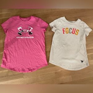 TWO youth large Under Armour t-shirts